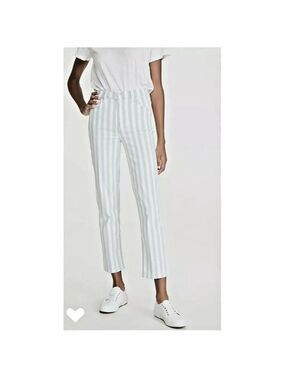 J Brand Jules EcoWash Striped Jeans High Rise Blue & White Pants Size 30